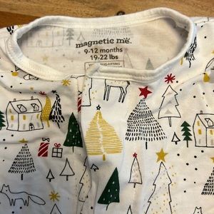 Magnetic Me Christmas footed pajamas. 9-12 month